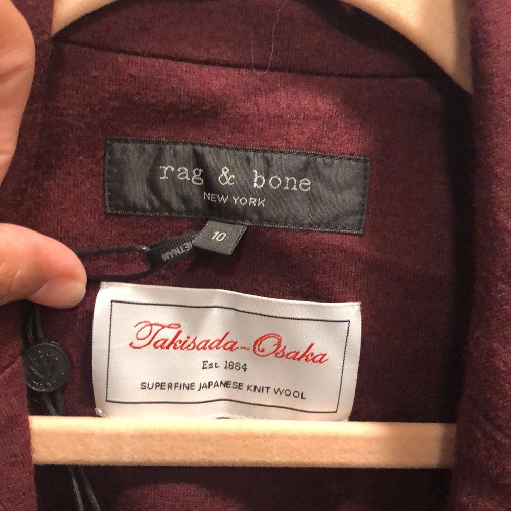 Rag & Bone Burgundy Wool Blazer Size 10 Tailored Double-Breasted Fall Essential - Picture 5 of 11
